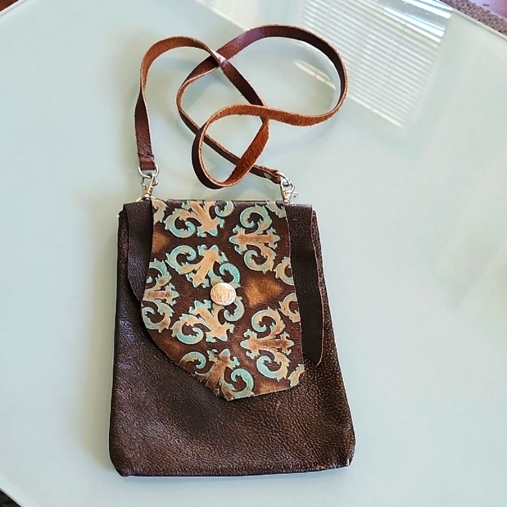 Leather Hand Crafted Re-purposed Patricia Nash‎ Artisan Signed Boho Hippie Bag